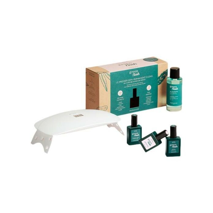 Green Flash Hortencia 24W Kit = Base Coat 15 ml + Green Flash Nagellack 15 ml + Top Coat 15 ml + Nagellackentferner 100ml + 24W Lampe 1 Stück+1 Artik.