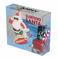 XMAS Set Surfing Santa Hits The Wave 44 = Nail Polish Only Red 15 ml + Surfiig Santa Hits His Wave Kugel
